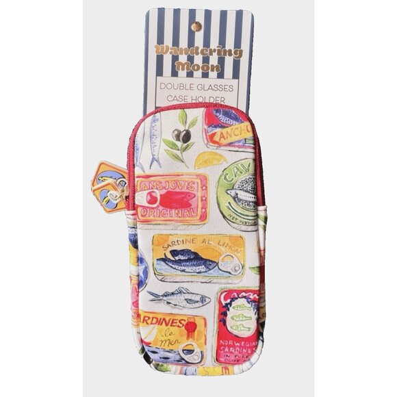 Wandering Moon Double Glasses Case Holder Sardines Fish Travel Gift Traveler - Picture 1 of 4